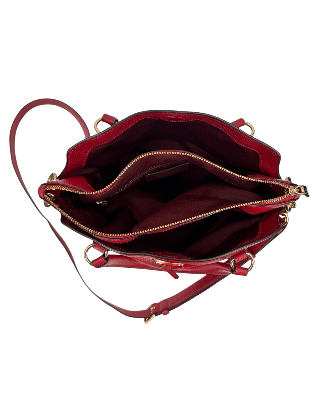 Coach Remi Pebbled Leather Satchel Crossbody Bag Tru Red - Picture 9 of 16